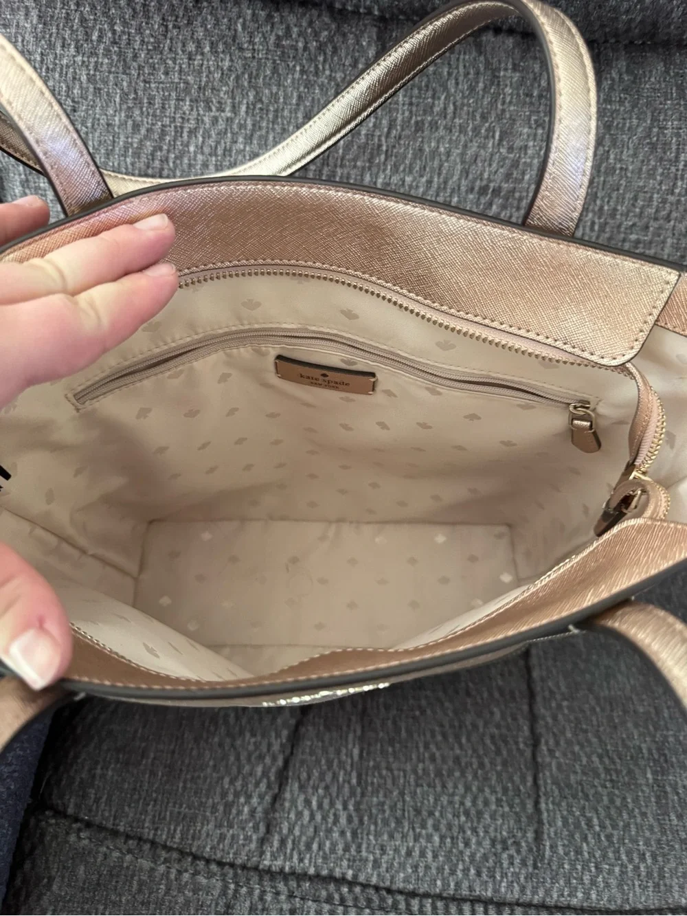 kate spade Rose Gold Glitter Tote with Matching Zip Wallet